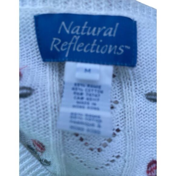 Vintage Y2K Natural Reflections White Floral Embroidered Cardigan Size Medium - Picture 7 of 7